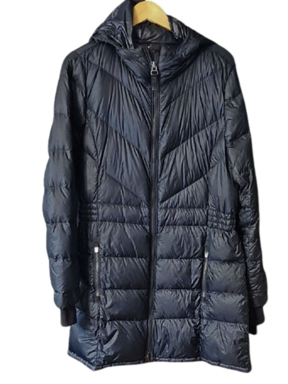 Athleta Goose Down Long Puffer Parka Navy Coat XL Winter Puffy Outdoor Active